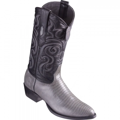 Los Altos Mens Round Toe Teju Lizard Blackgray Pull-On Boot