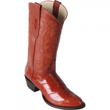 Los Altos Mens Round Toe Eel Cognac Pull-On Boot