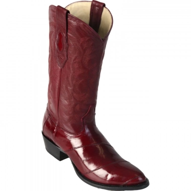 Los Altos Mens Round Toe Eel Burgundy Pull-On Boot