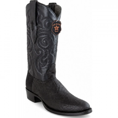 Los Altos Mens Round Toe Elephant Black Pull-On Boot
