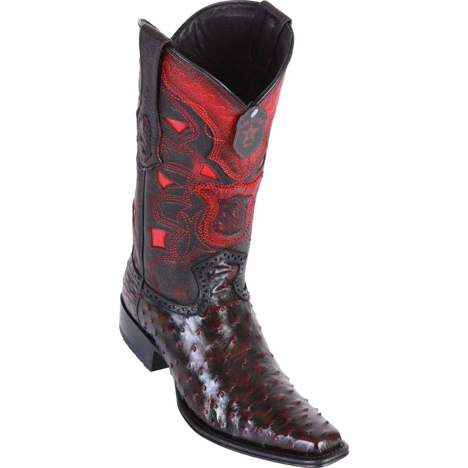 Shop Los Altos Mens European Square Toe Ostrich Black Cherry Cowboy