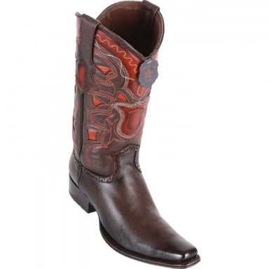 Los Altos Mens European Square Toe Grisly Faded Brown Cowboy Boot