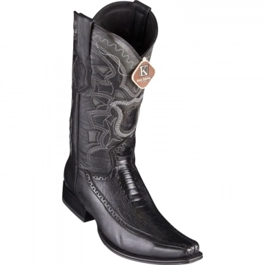 Los Altos Mens Square Toe Ostrich Black Cowboy Boot