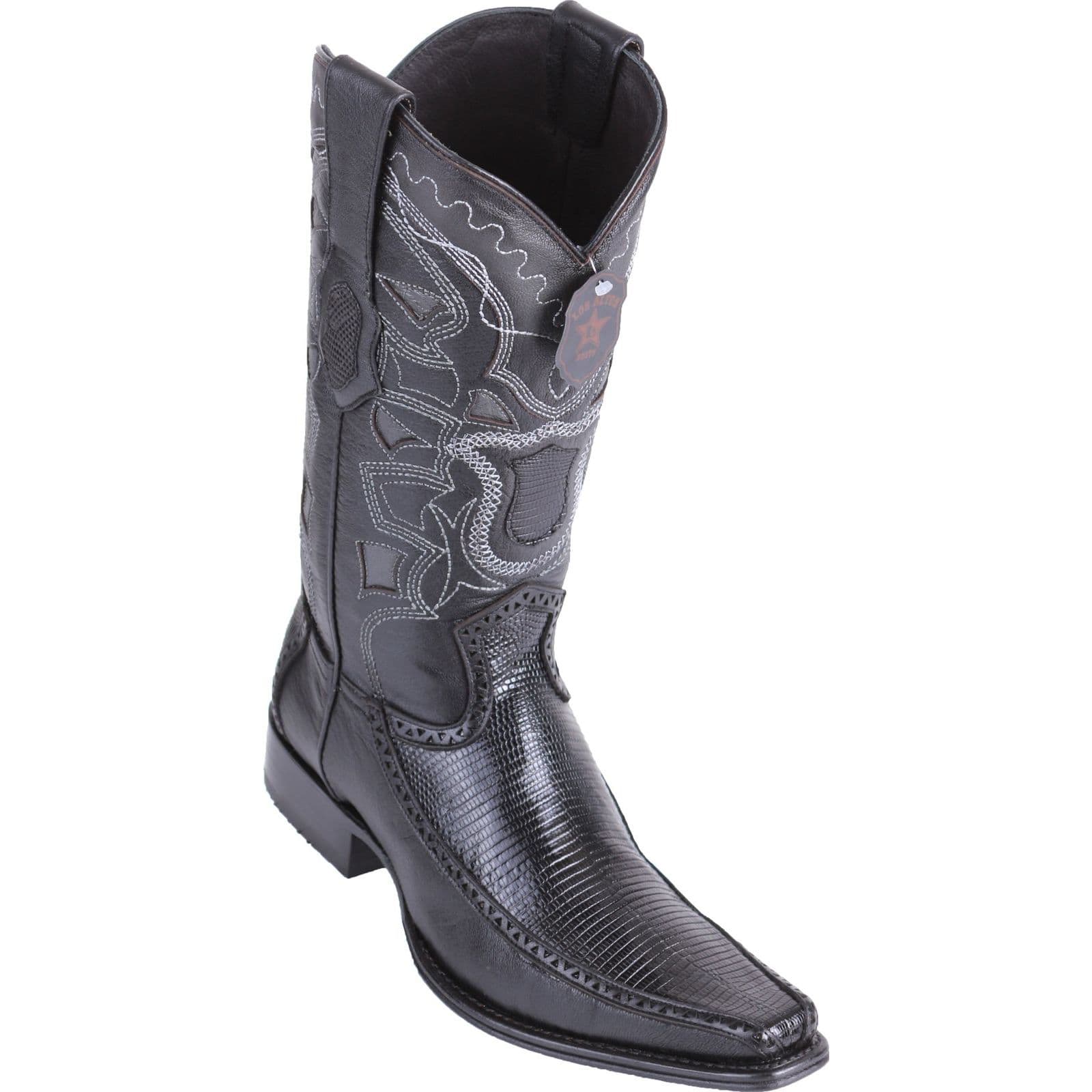 black lizard square toe boots