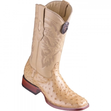 Los Altos Mens Wide Square Toe Ostrich Oryx Cowboy Boot