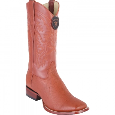 Los Altos Mens Square Toe Shark Cognac Cowboy Boot