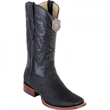 Los Altos Mens Wide Square Toe Shark Black Cowboy Boot