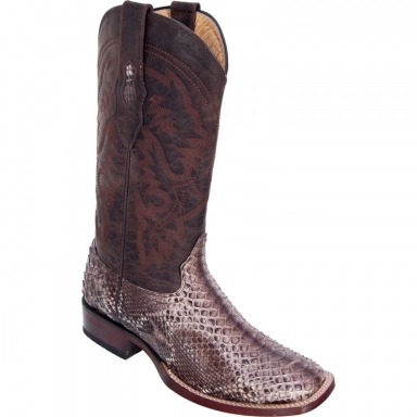 Los Altos Mens Square Toe Python Rustic Brown Cowboy Boot