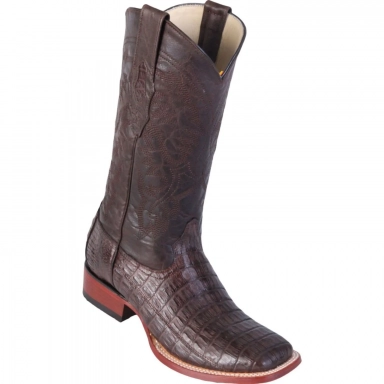 Los Altos Mens Wide Square Toe Caiman Belly Brown Cowboy Boot Style