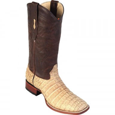 Los Altos Mens Wide Square Toe Caiman Belly Honey Cowboy Boot 822G8251