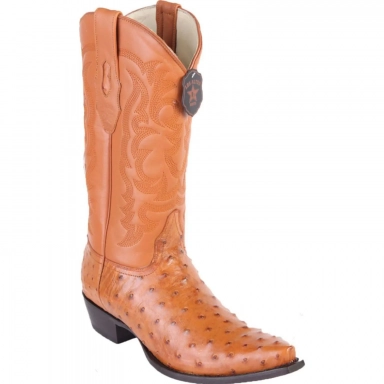 Los Altos Mens Snip Toe Ostrich Honey Cowboy Boot