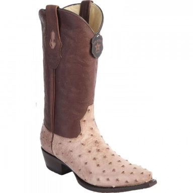Los Altos Mens Snip Toe Ostrich Moka Cowboy Boot