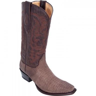 Los Altos Mens Toe Teju Lizard Brown Cowboy Boot