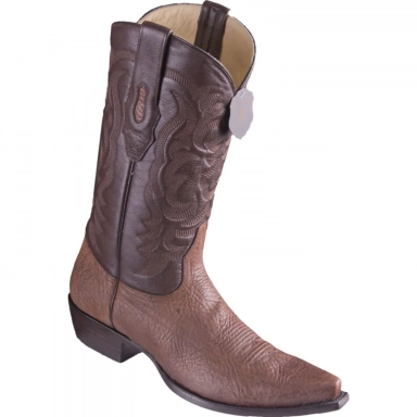 Los Altos Mens Toe Pull Bull Shoulder Brown Cowboy Boot