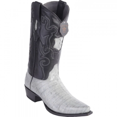 Los Altos Mens Snip Toe Caiman Belly Gray Cowboy Boot