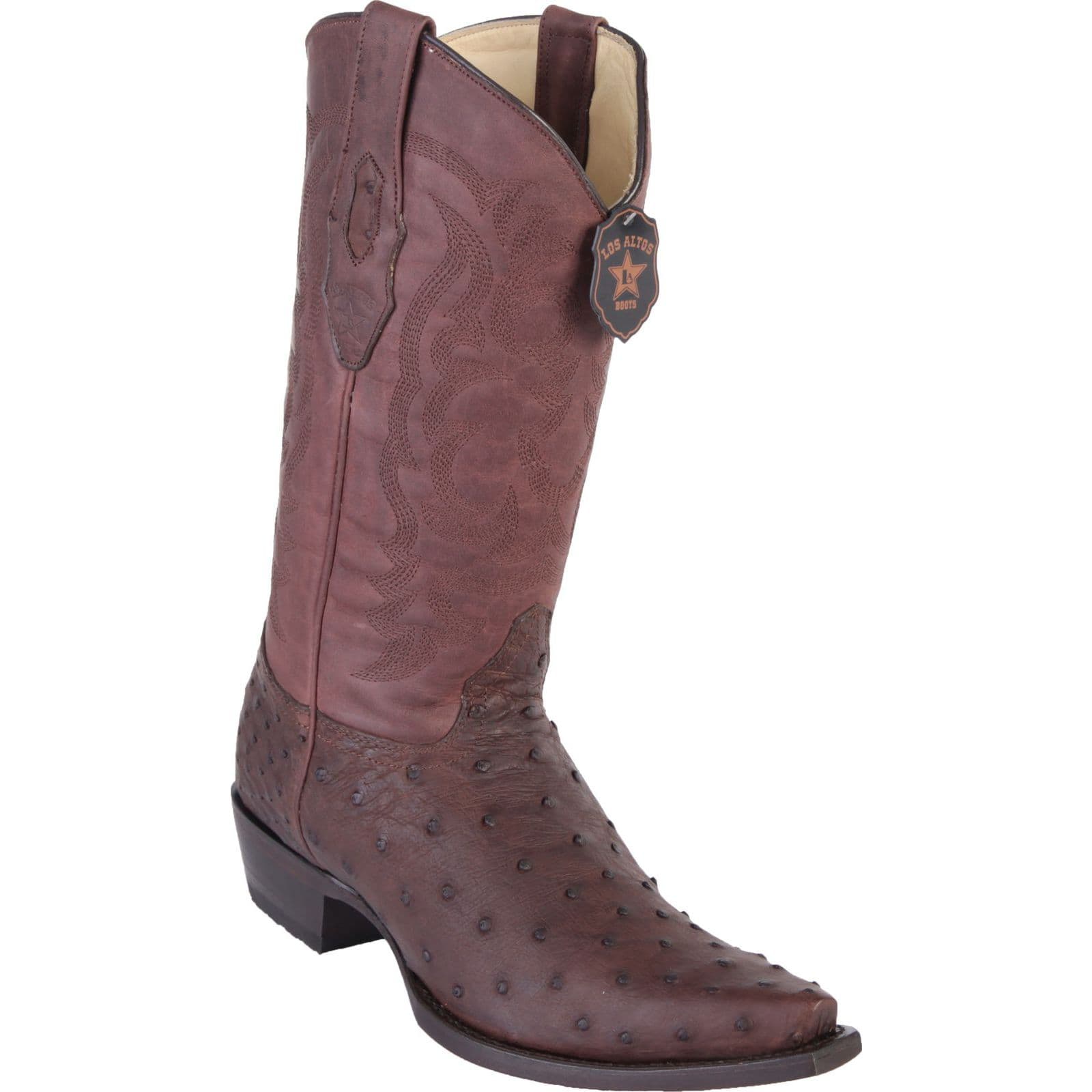 Shop Los Altos Mens Snip Toe Ostrich Brown Grasso Cowboy Boot 94G0307