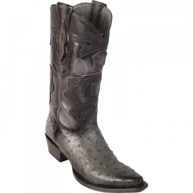 Los Altos Mens Snip Toe Ostrich Faded Gray Cowboy Boot