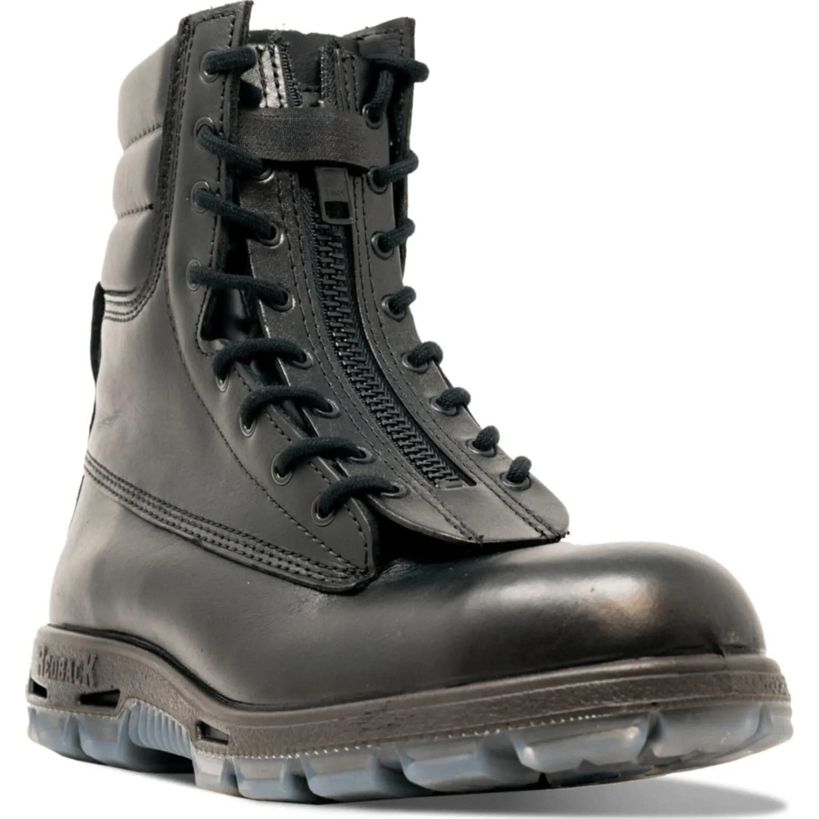 Redback Unisex 9 Inch Rescue Black Waxy Lace Up Zipper Steel