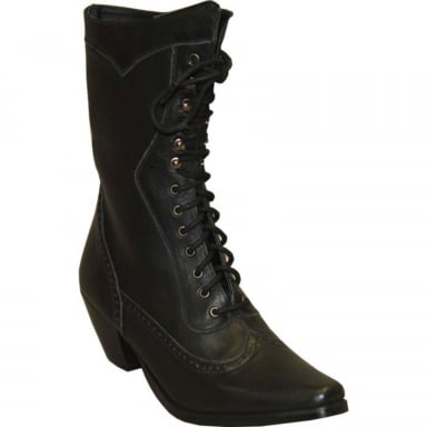 Rawhide Womens 8" Black Victorian Lace Up Boot 5010