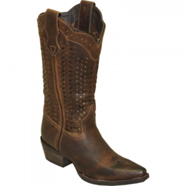 Rawhide Womens 12 Inch Leather Snip Toe Western Cowgirl Boot