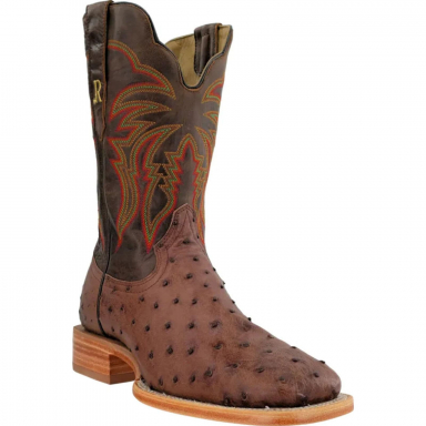 R Watson Mens R. Full Quill Ostrich Tobac Bark Western Boot