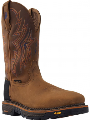 R Watson Tan Wide Square Toe Waterproof Work Boot
