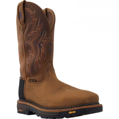 R Watson Tan Wide Square Toe Waterproof Work Boot
