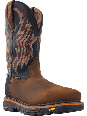 R Watson Black Wide Square Toe Waterproof Work Boot