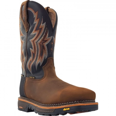 R Watson Black Wide Square Toe Waterproof Work Boot