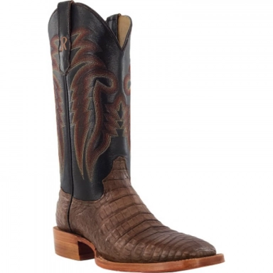 R Watson Malaga Wide Square Toe Caiman Belly Western Boot