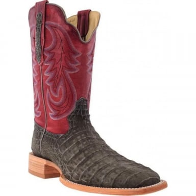 RWatson Mens 11" Nubuck Charcoal Caiman Western Boots RW2008-2