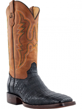 R Watson Arizona Tan Narrow Square Toe Caiman Tail Western Boot
