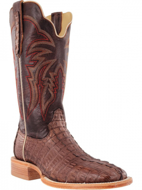 R Watson Laguna Cognac Round Toe Caiman Tail Western Boot