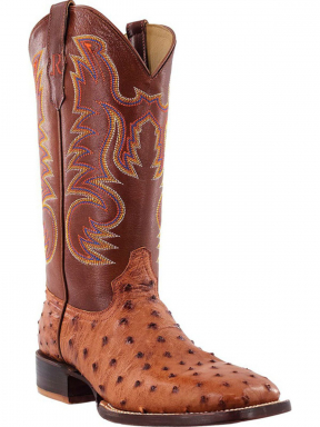 R Watson Sienna Wide Square Toe Full Quill Ostrich Western Boot