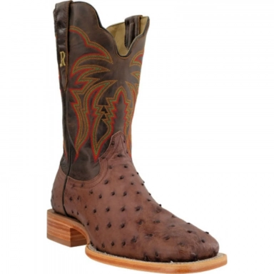 R Watson Tuscany Meil Wide Square Toe Full Quill Ostrich Western Boot