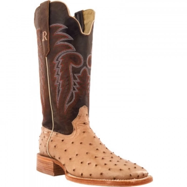 R Watson Tuscany Meil Wide Square Toe Full Quill Ostrich Western Boot