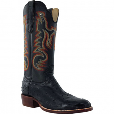 R Watson Black Sinatra Super Roper Full Quill Ostrich Western Boot