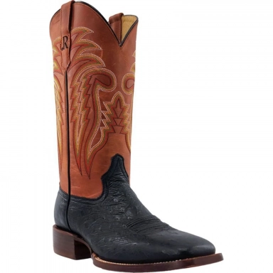 R Watson Mad Dog Peanut Wide Square Toe Smooth Ostrich Western Boot