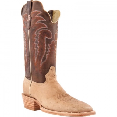 R Watson Tuscany Meil Wide Square Toe Smooth Ostrich Western Boot