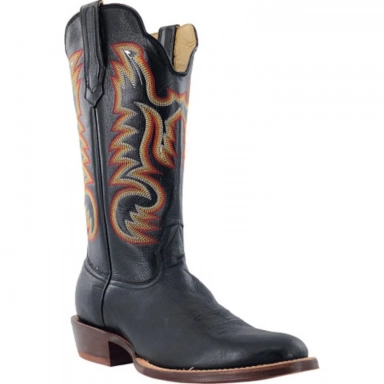 R Watson Black Sinatra Super Roper Smooth Ostrich Western Boot