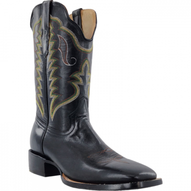 R Watson Black Sinatra Wide Square Toe Goat Western Boot