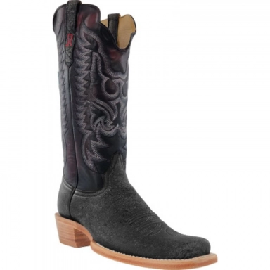 R Watson Dark Cherry Brush Off Narrow Square Toe Cape Buffalo Western Boot