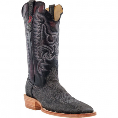 R Watson Dark Cherry Brush Off Wide Square Toe Cape Buffalo Western Boot