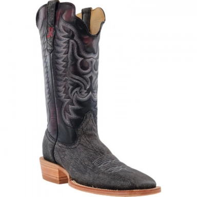 R Watson Dark Cherry Brush Off Wide Square Toe Cape Buffalo Western Boot