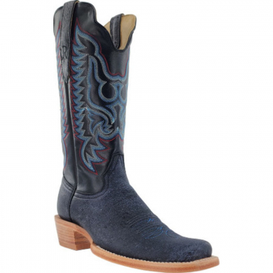 R Watson Black Sinatra Narrow Square Toe Cape Buffalo Western Boot