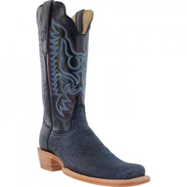 R Watson Black Sinatra Narrow Square Toe Cape Buffalo Western Boot