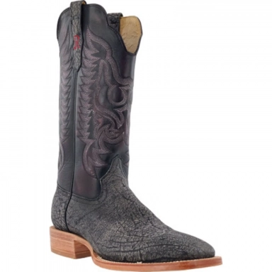 R Watson Dark Cherry Brush Off Wide Square Toe Cape Buffalo Western Boot
