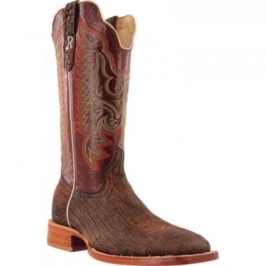 R Watson Cognac Cape Buffalo Western Boot