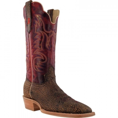 R Watson Blood Red Narrow Square Toe Ring Lizard Western Boot