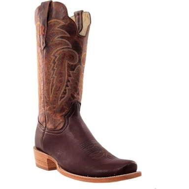 R Watson Mens Desert Meil Wide Square Toe Deer Western Boot